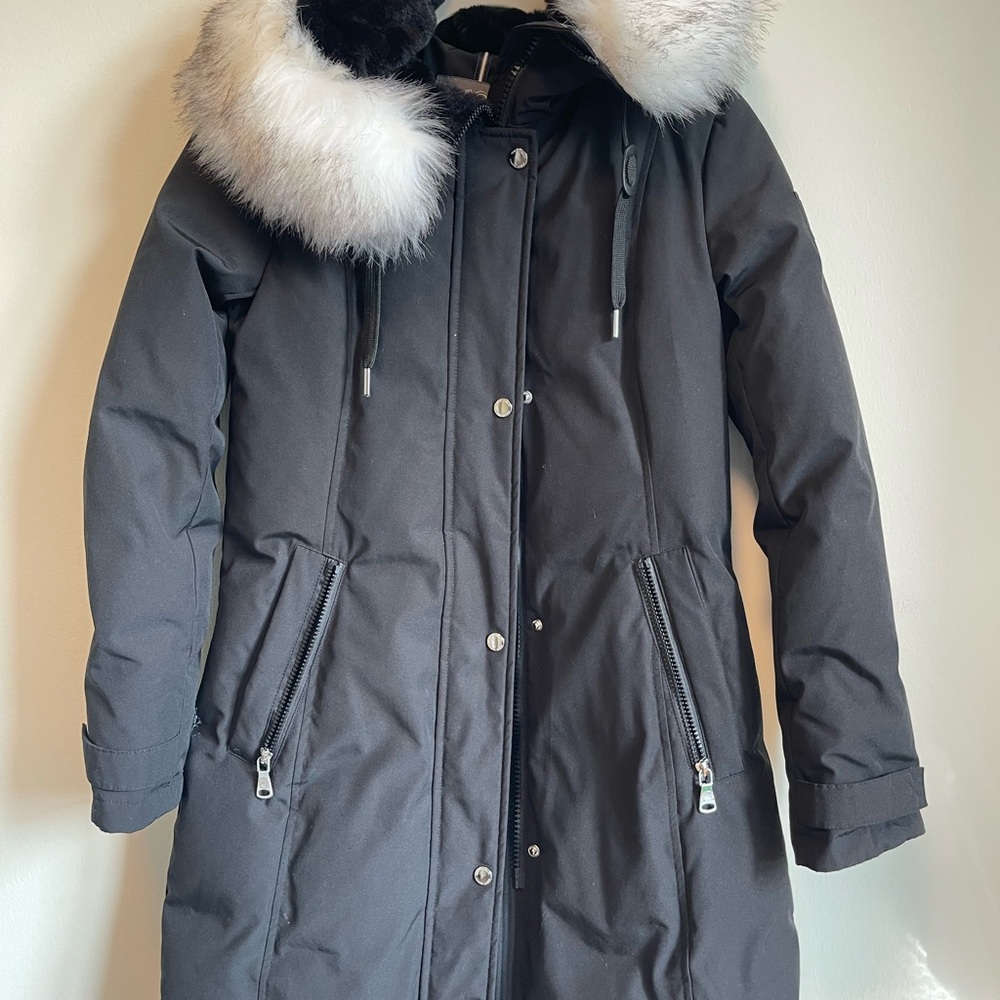 Vince Camuto Black Puffer Coat with Faux Fur Hood